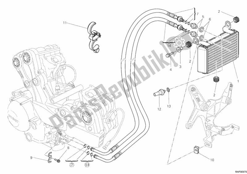 Todas as partes de Radiador De óleo do Ducati Multistrada 1200 ABS USA 2010